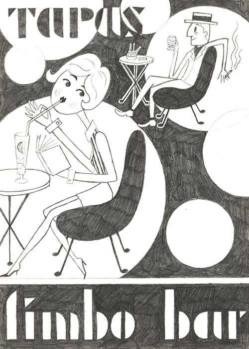 Diseño e ilustración de Cuqui Guillén para bar restaurante Limbo